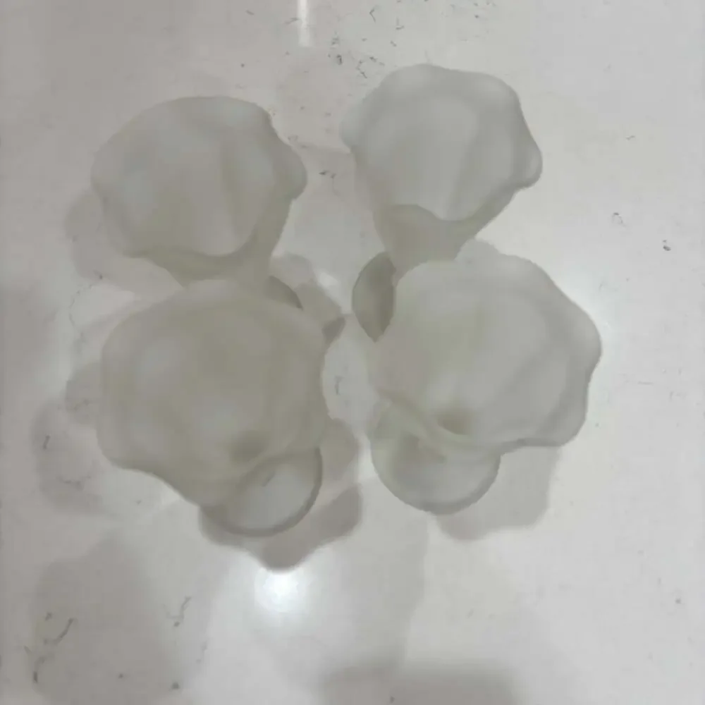 Vintage  Frosted Satin Glass Ruffled Sherbet Dessert Dishes - Set of 4. 6.5”